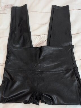 SPANX Faux Leather High Rise Shaping Leggings Black Women's XL